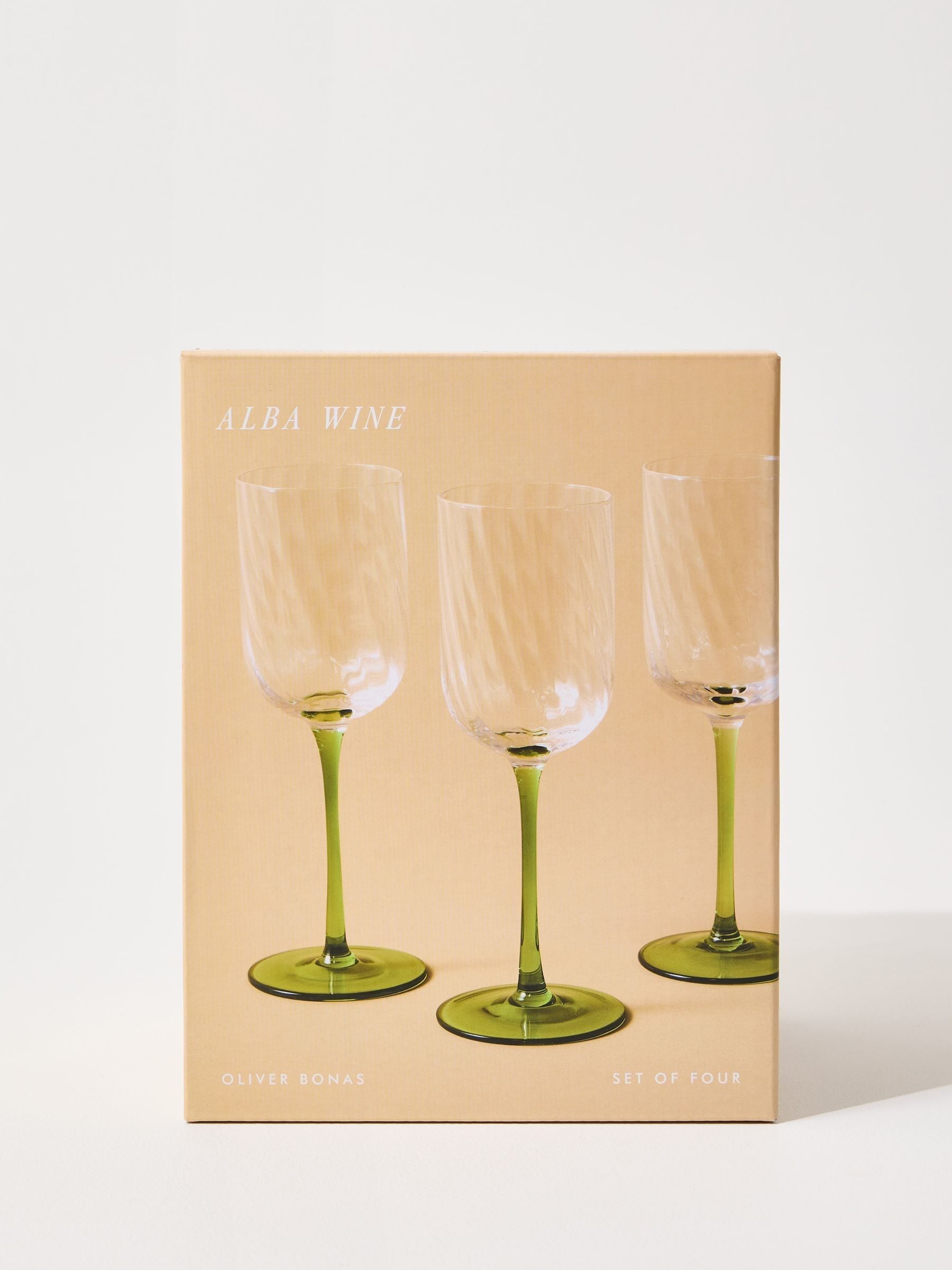 Oliver Bonas green Alba wine glasses set of 4 - British product