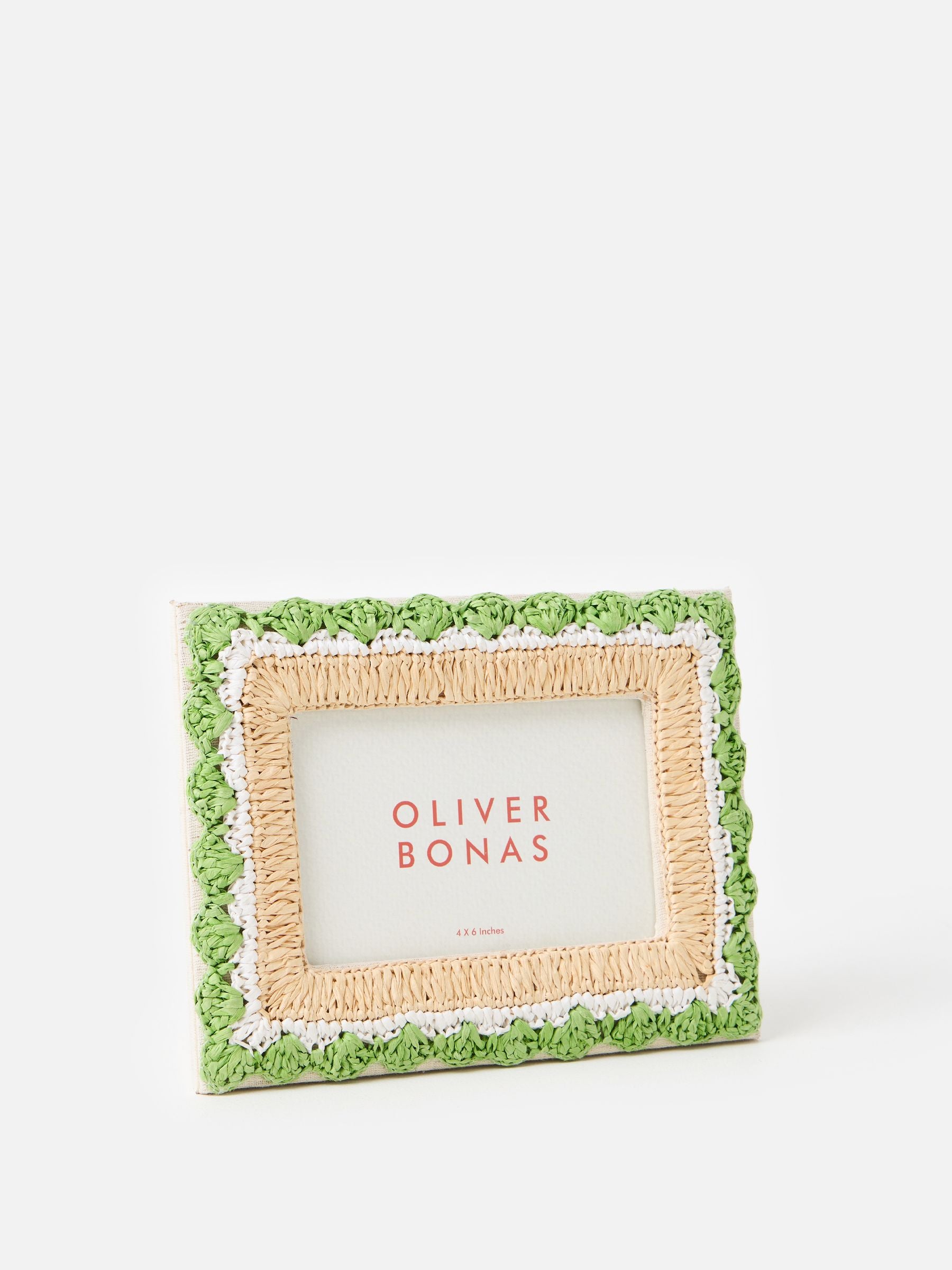 Oliver Bonas green raffia photo frame 4x6 (British brand)