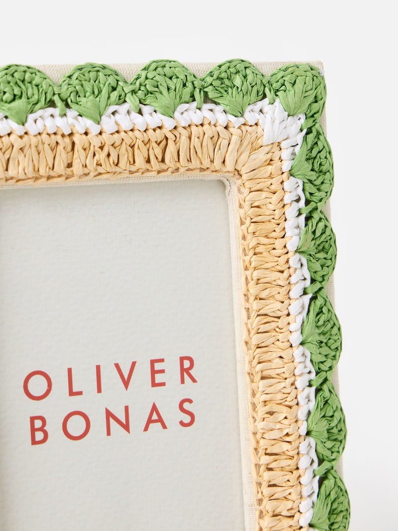 Oliver Bonas green raffia photo frame 4x6 (British brand)
