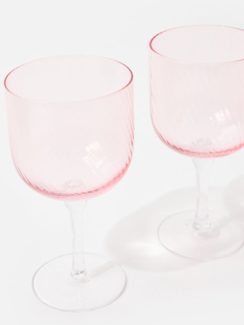 Oliver Bonas pink wine glasses set - British product
