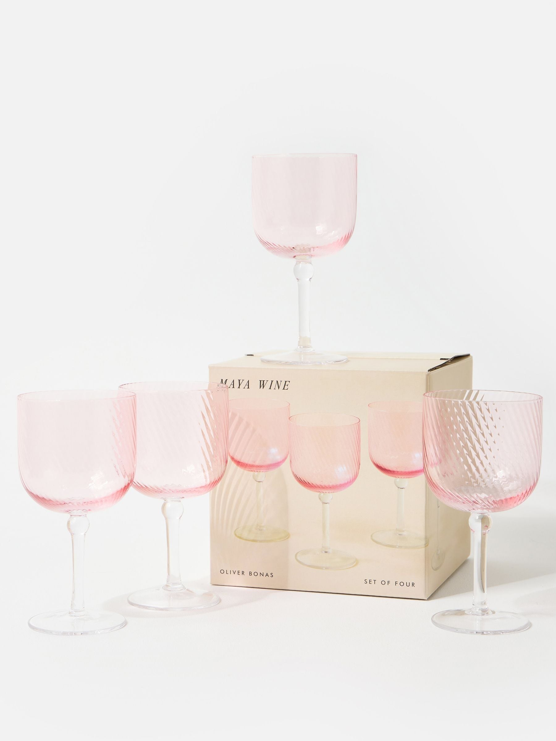 Oliver Bonas pink wine glasses set - British product