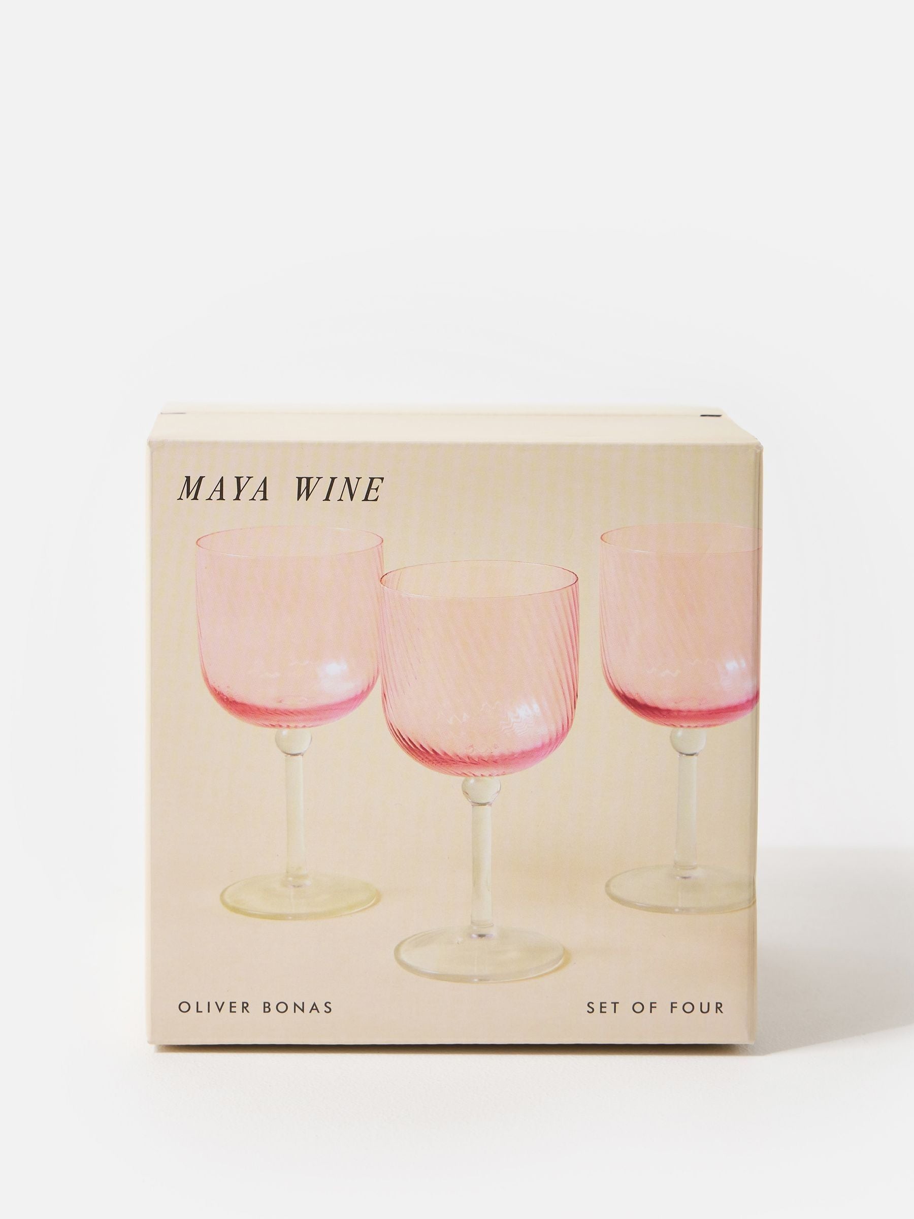 Oliver Bonas pink wine glasses set - British product