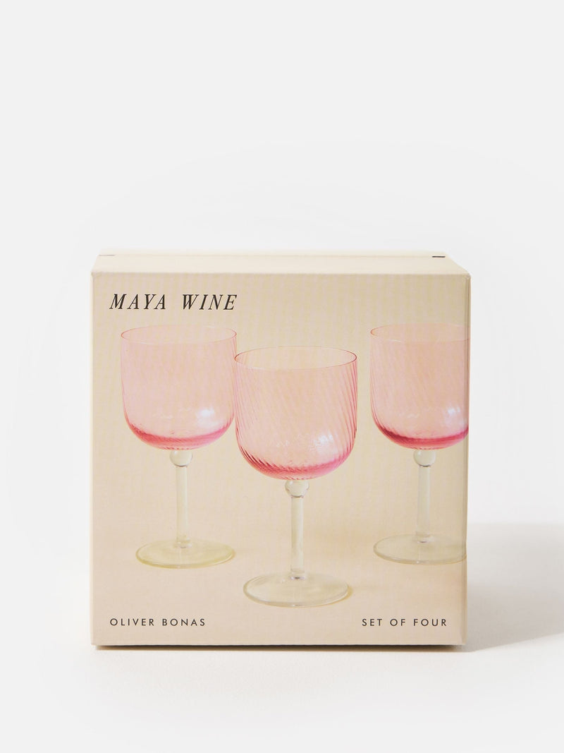 Oliver Bonas pink wine glasses set - British product