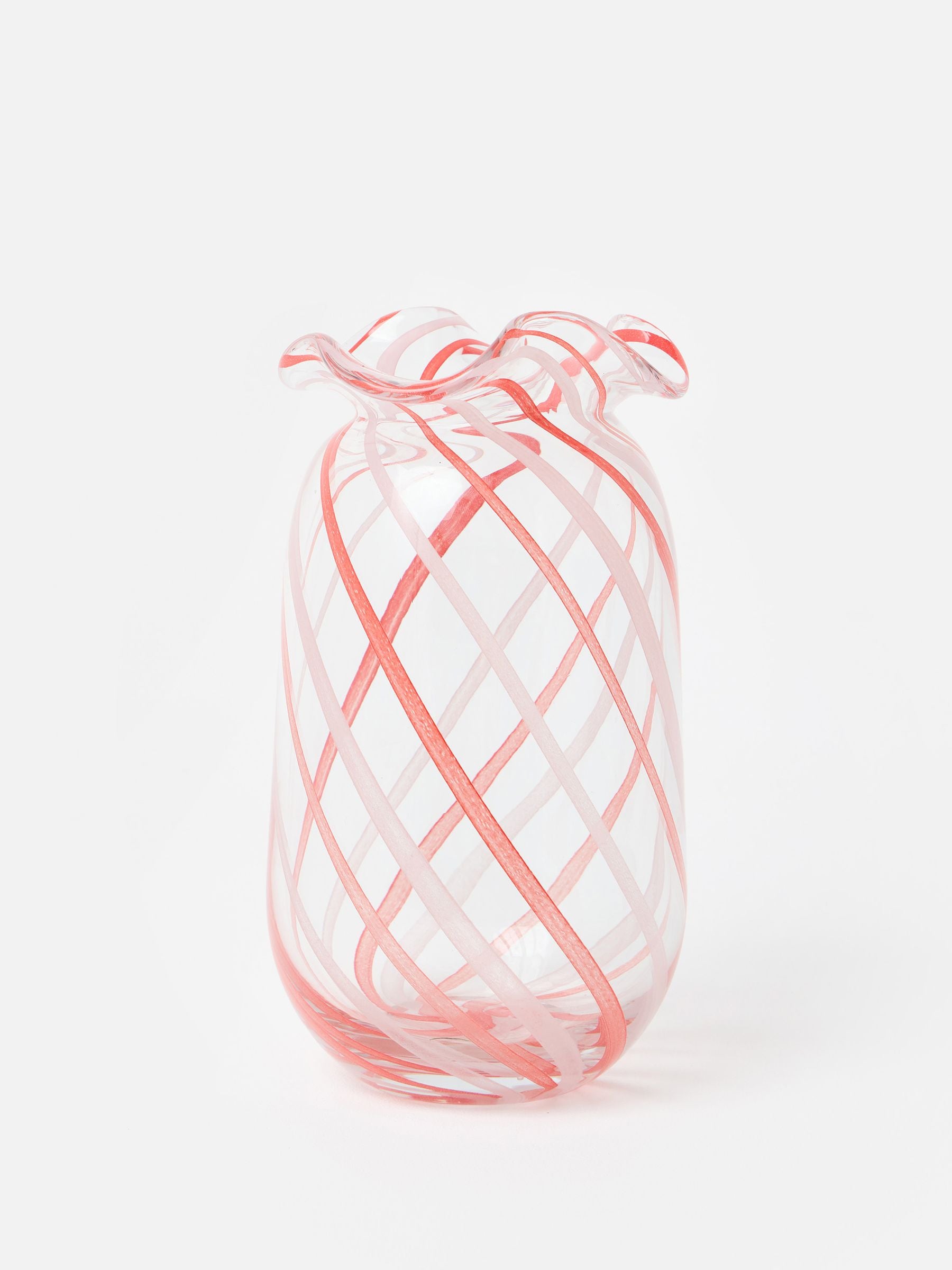 Oliver Bonas red Palmera swirl glass vase 28cm - British product