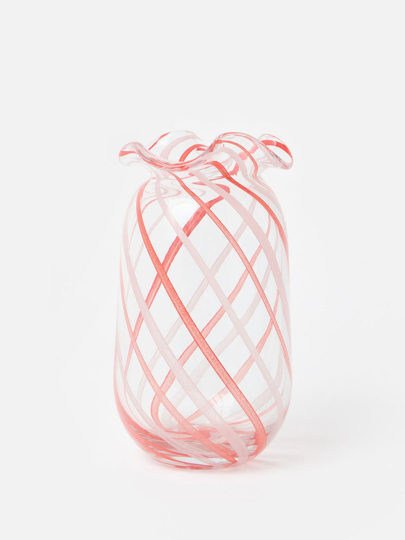 Oliver Bonas red Palmera swirl glass vase 28cm - British product