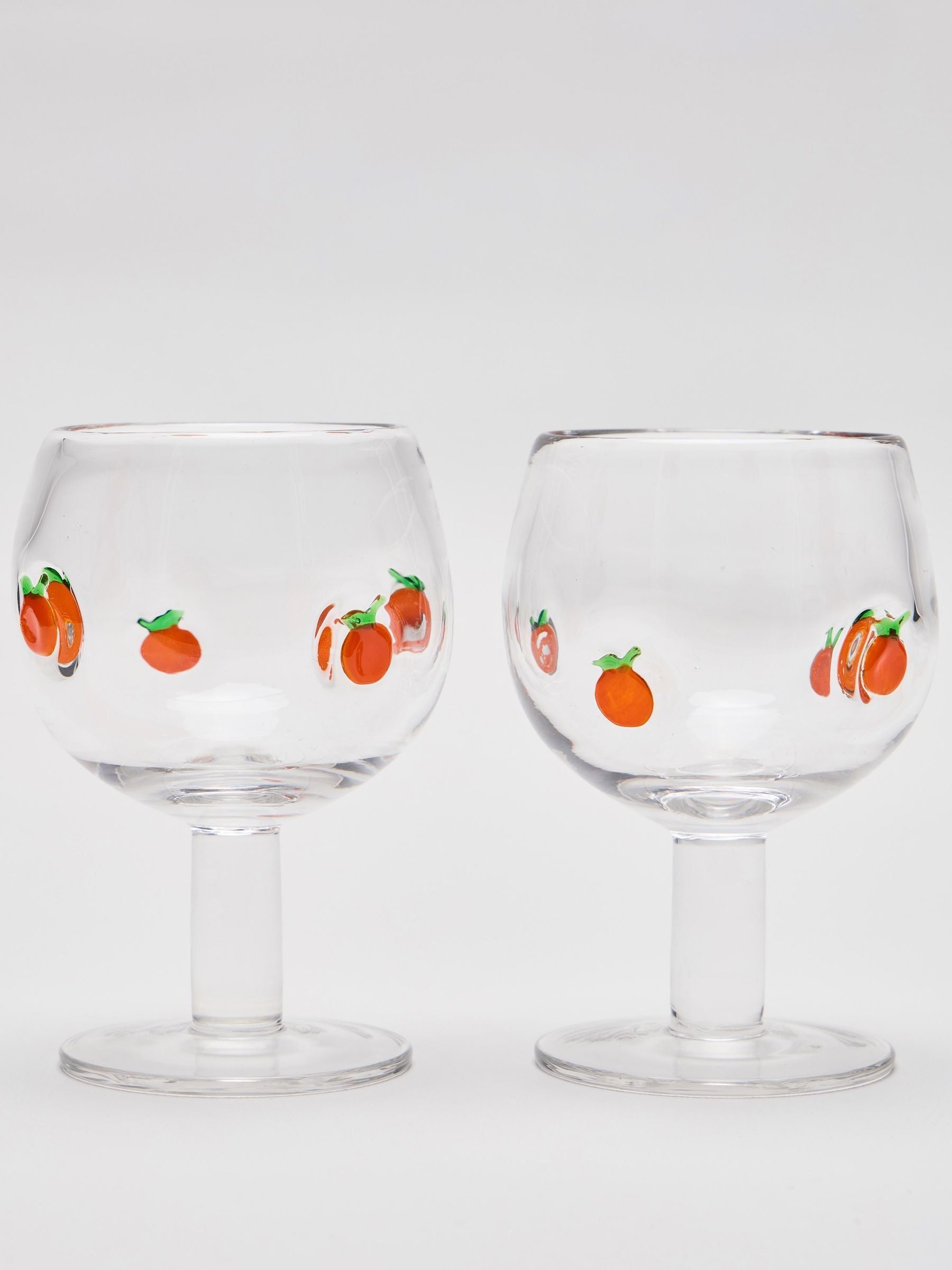 Oliver Bonas clear orange spritz glasses pair, UK version