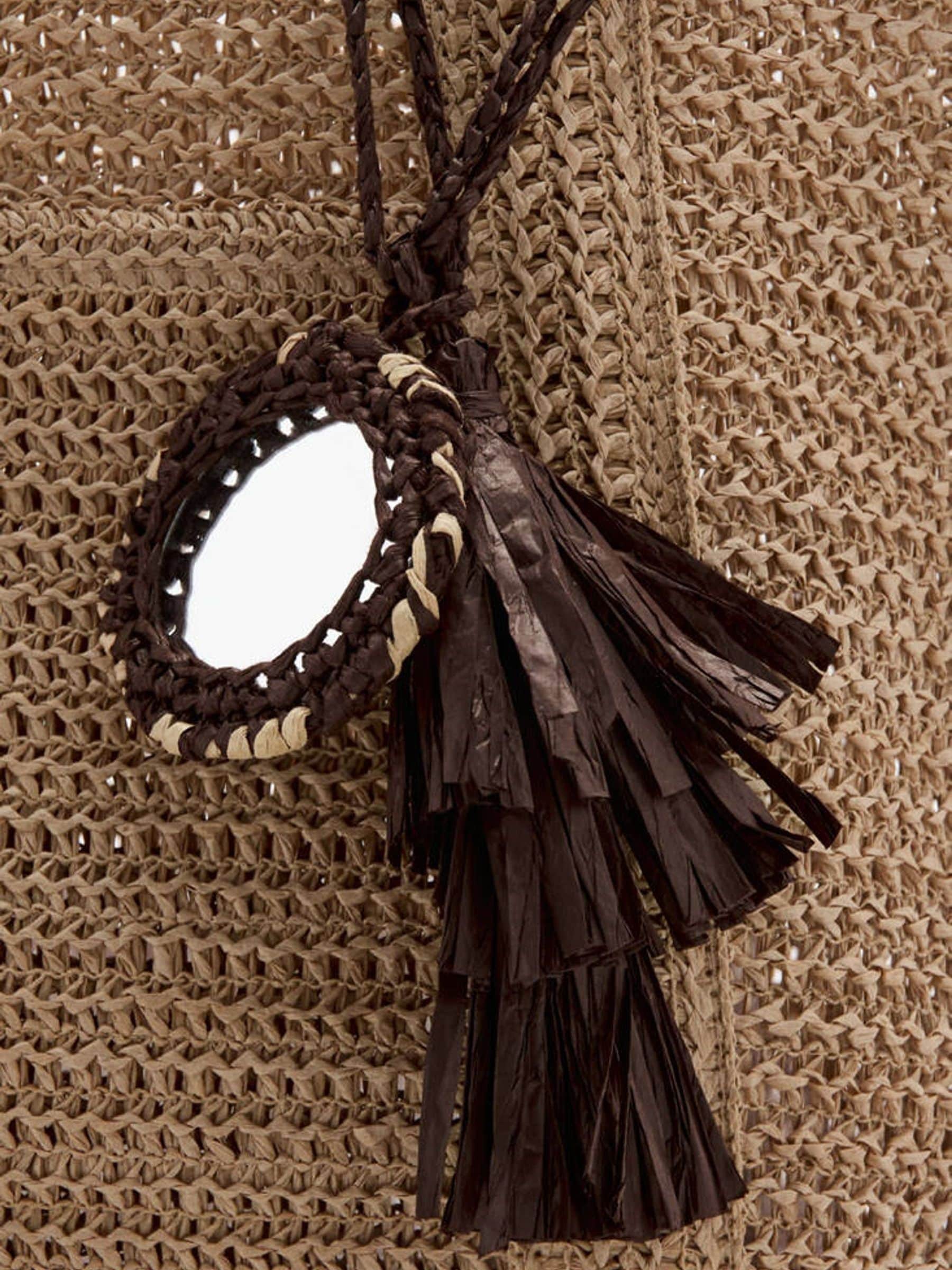 Mango brown straw tote with charm, imported from the UK