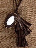 Mango brown straw tote with charm, imported from the UK