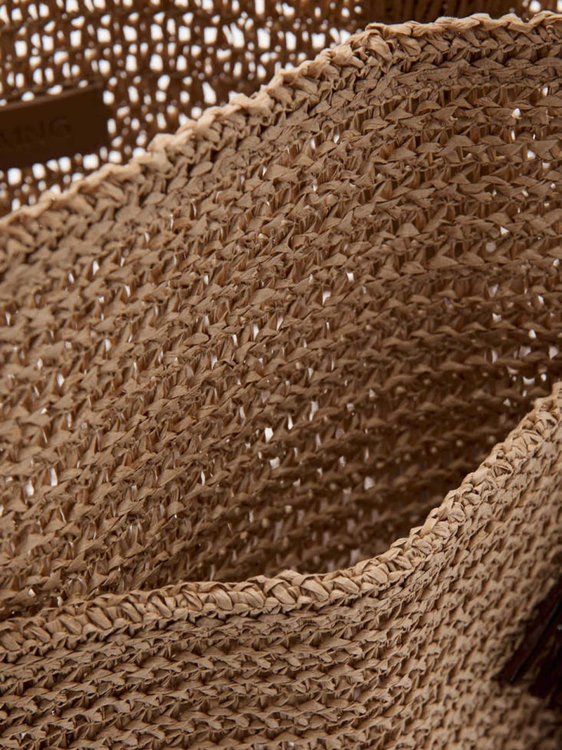 Mango brown straw tote with charm, imported from the UK