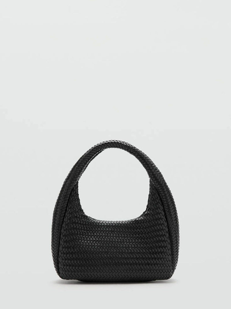 Mango black weave shoulder bag - imported from the UK