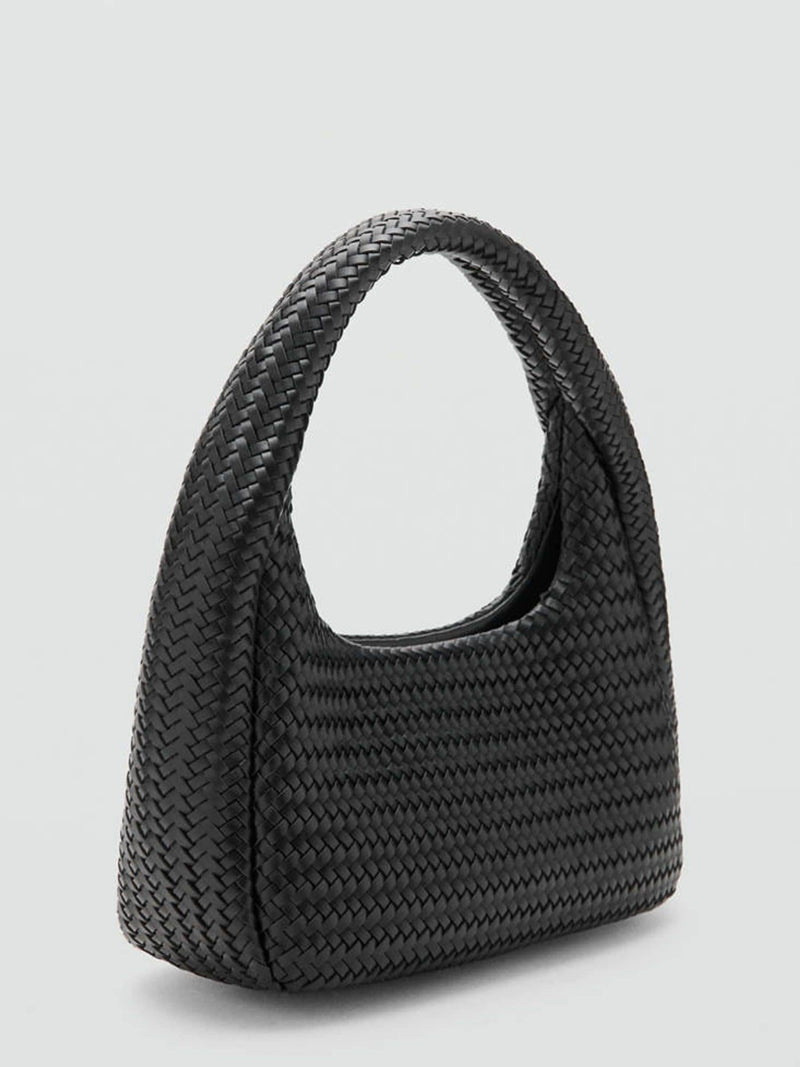 Mango black weave shoulder bag - imported from the UK