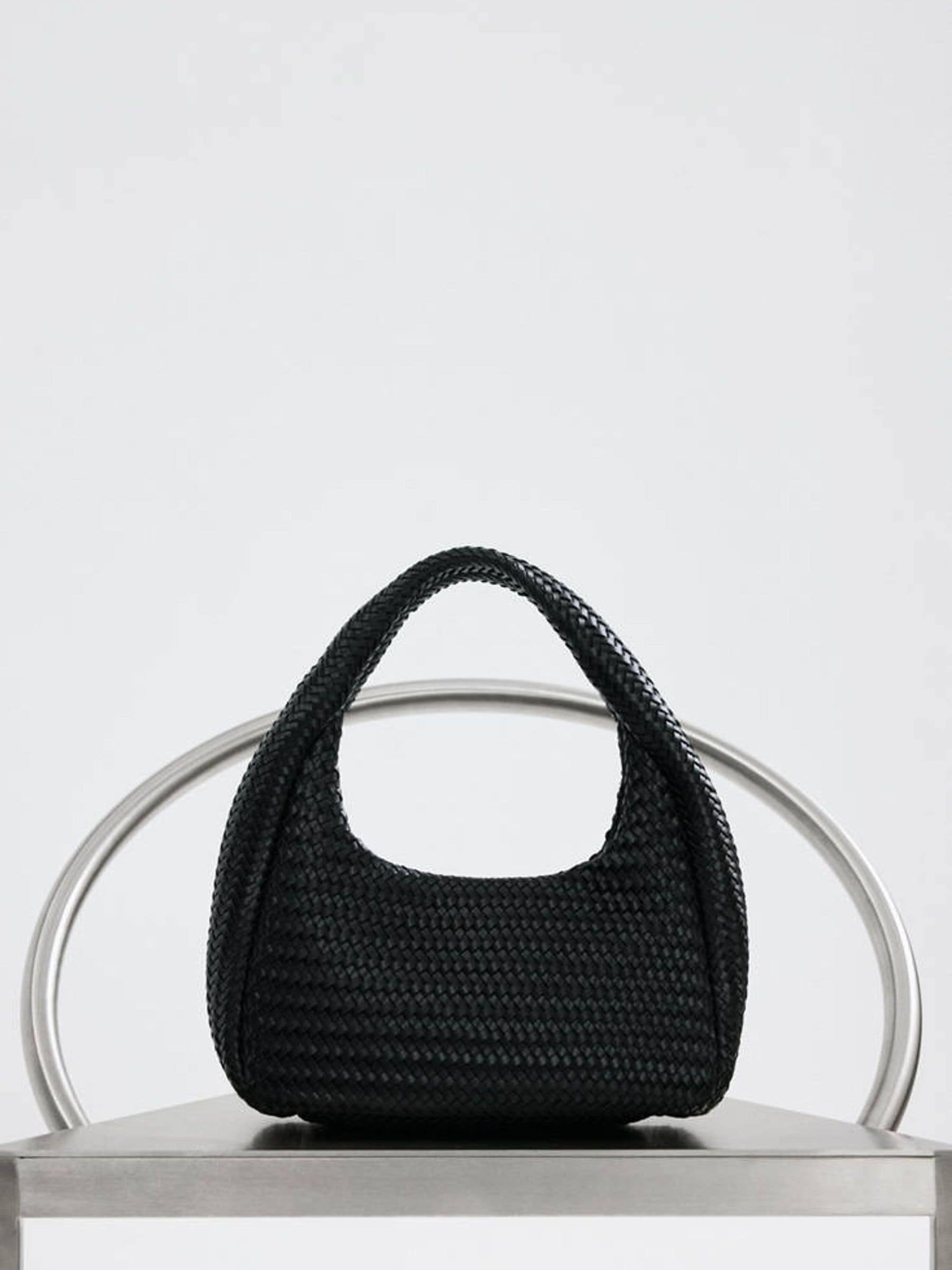 Mango black weave shoulder bag - imported from the UK
