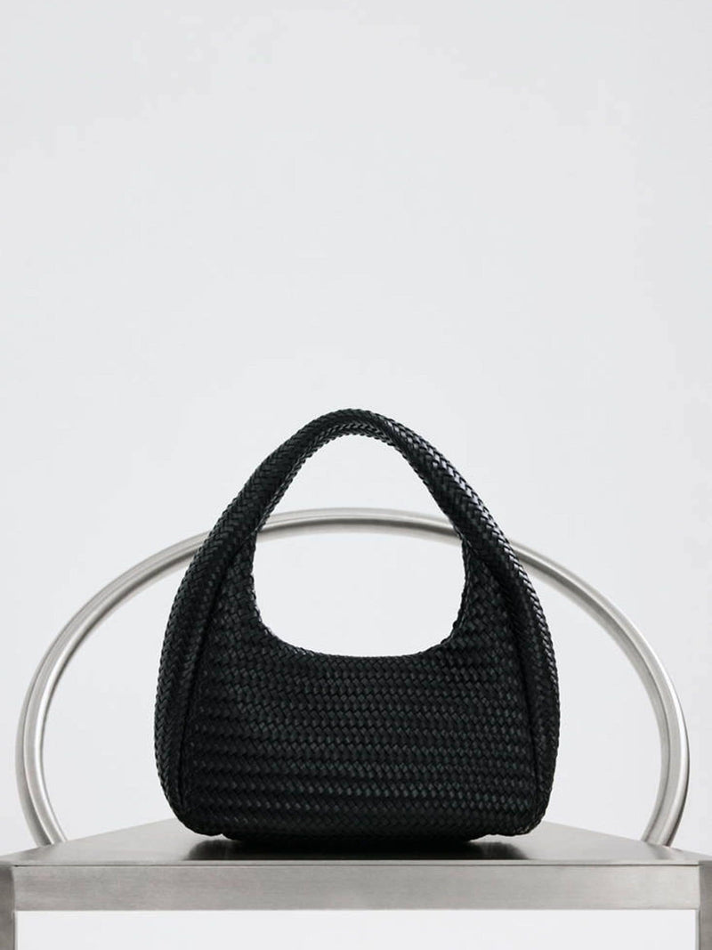 Mango black weave shoulder bag - imported from the UK