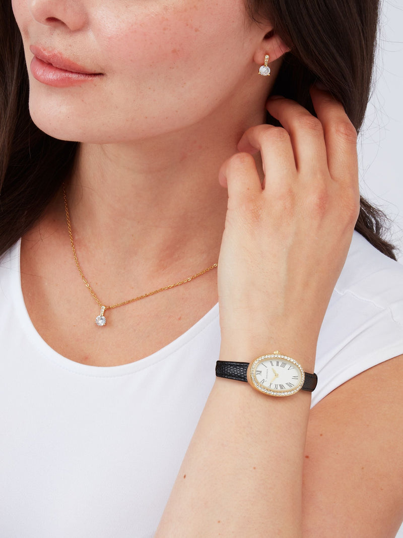 Sekonda Bellamy oval watch with black strap and gift set (British brand)