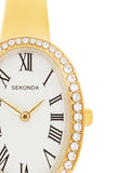 Sekonda Bellamy oval gold watch with Roman numerals and jewellery set, UK version