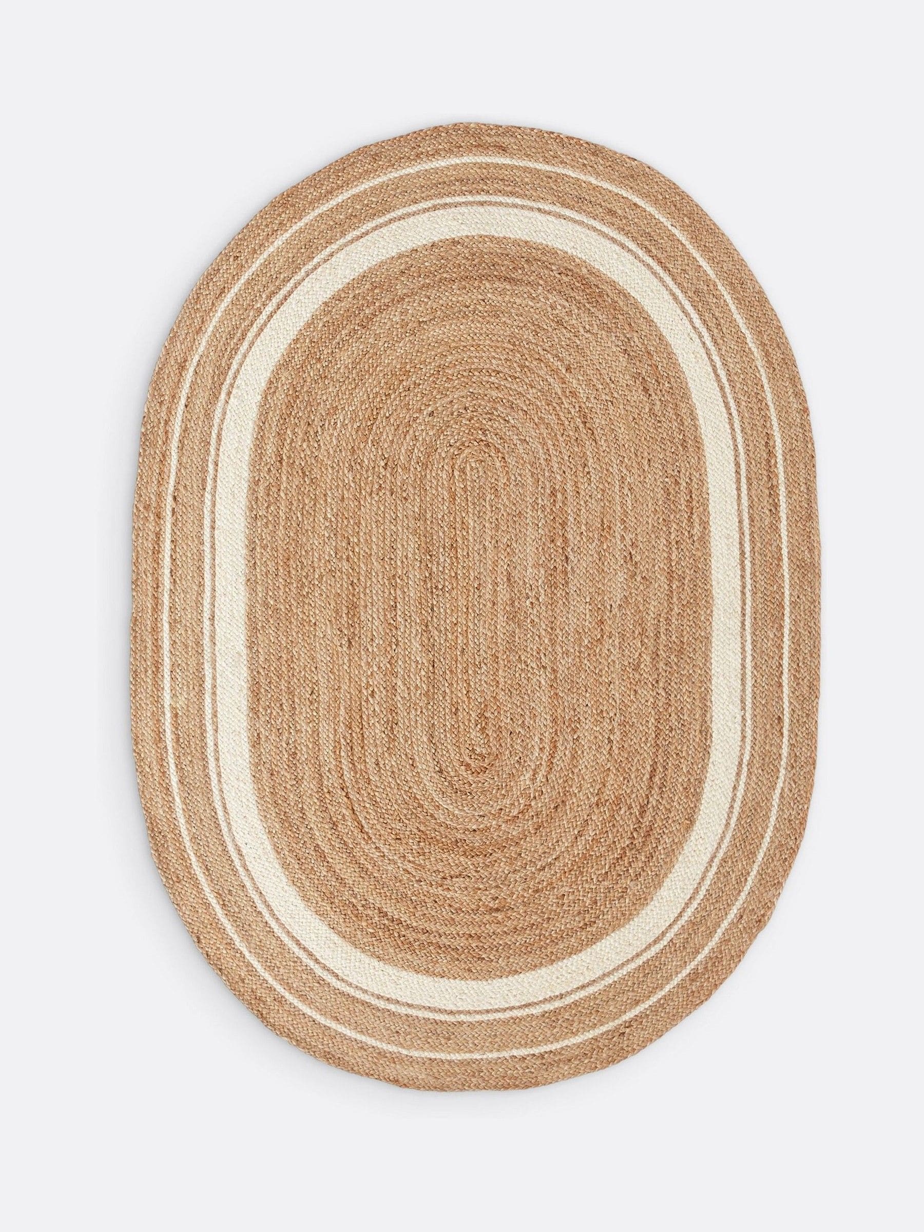 La Redoute handwoven oval jute rug natural white 200x290cm - British product