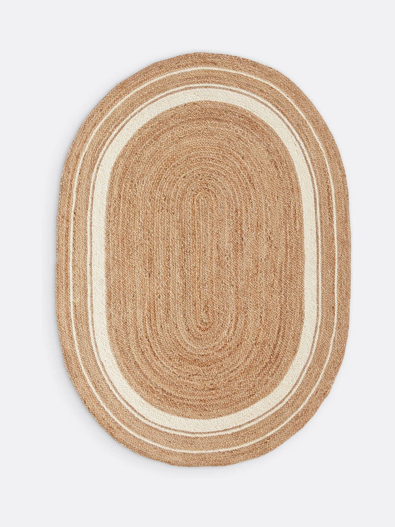 La Redoute handwoven oval jute rug natural white 200x290cm - British product