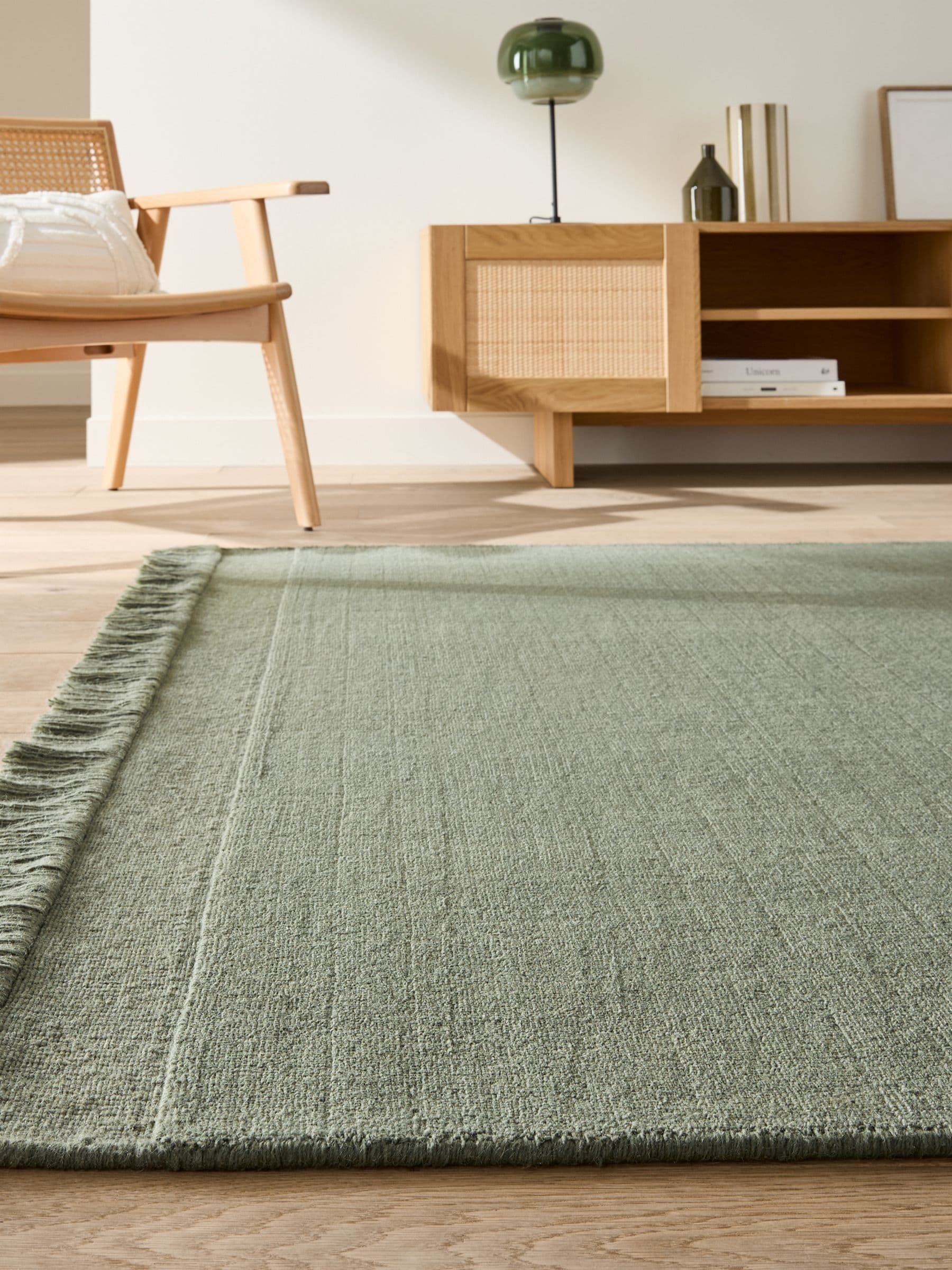 La Redoute Intérieurs Khaki Osni Rug in Wool and Cotton