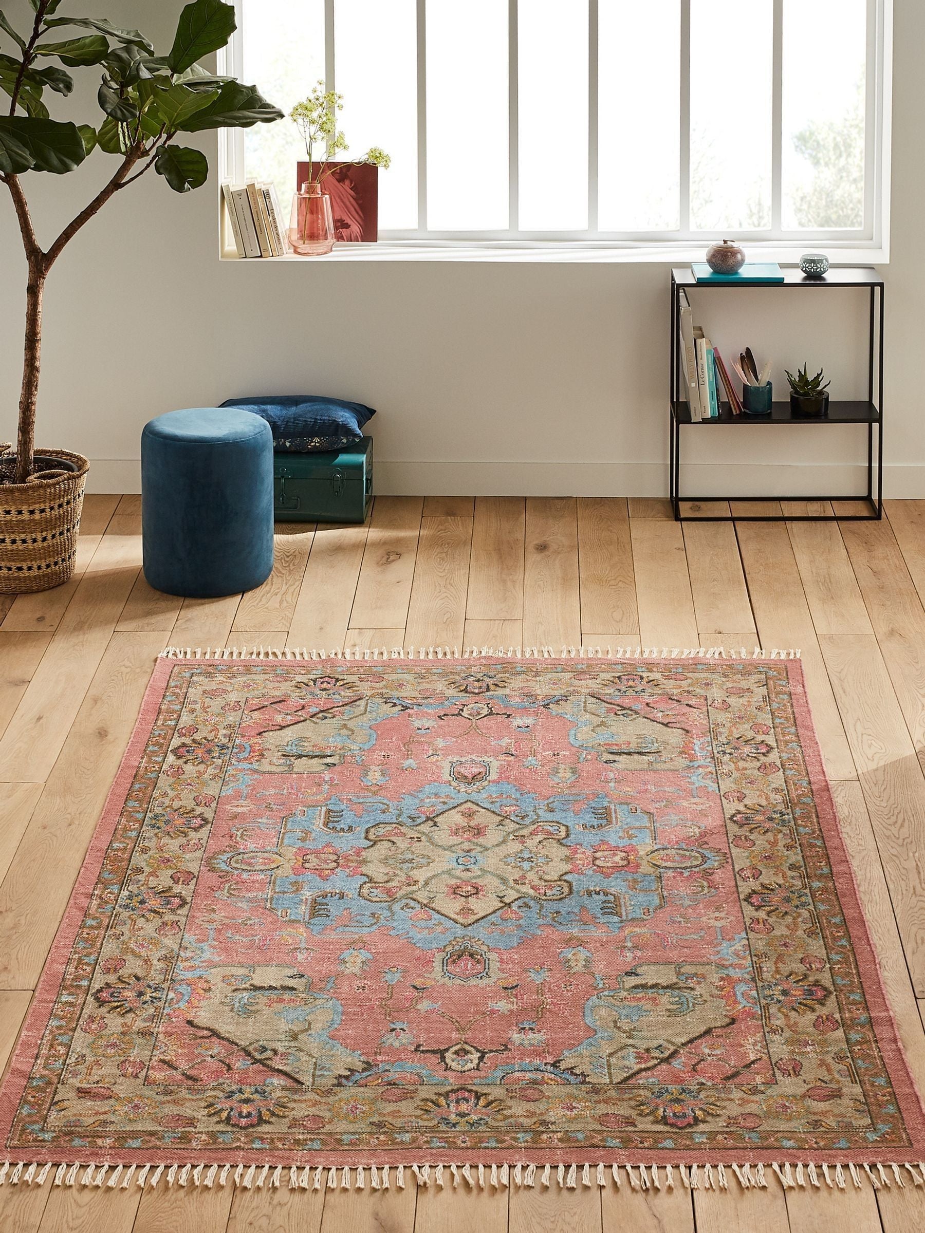 La Redoute Lexy multicolour vintage style cotton rug 200x290cm, imported from the UK