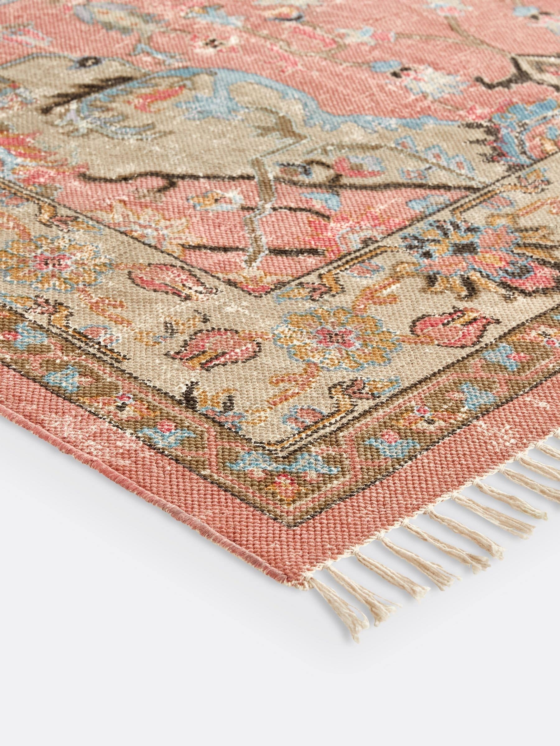 La Redoute Lexy multicolour vintage style cotton rug 200x290cm, imported from the UK