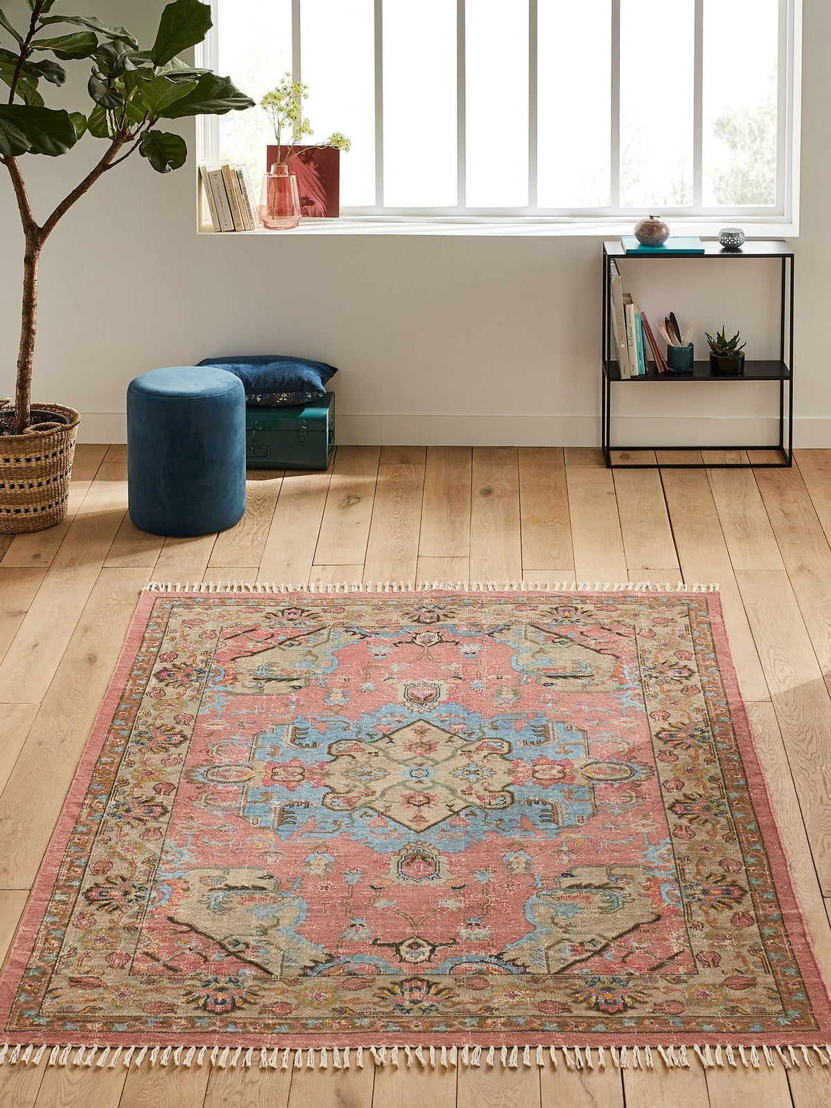 La Redoute Lexy multicolour vintage style cotton rug 200x290cm, imported from the UK