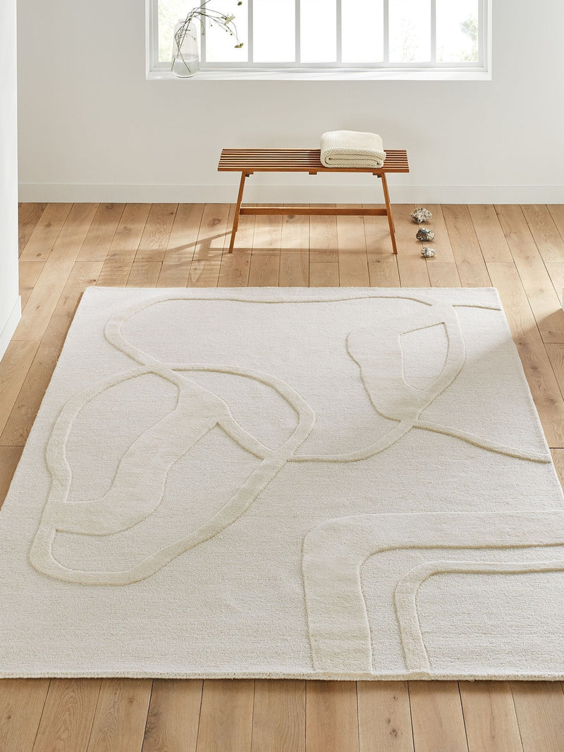 La Redoute wool rug ecru abstract 200x290cm, UK version