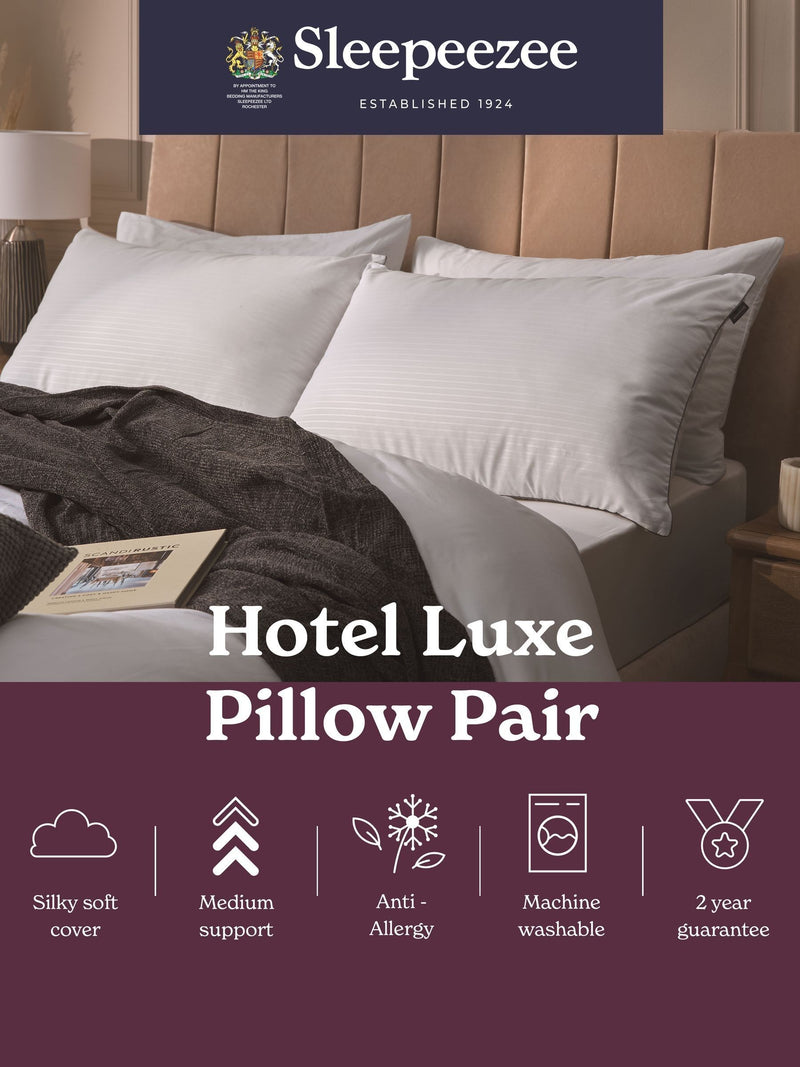 Sleepeezee Hotel Luxe Hypoallergenic Pillow Pair - British product