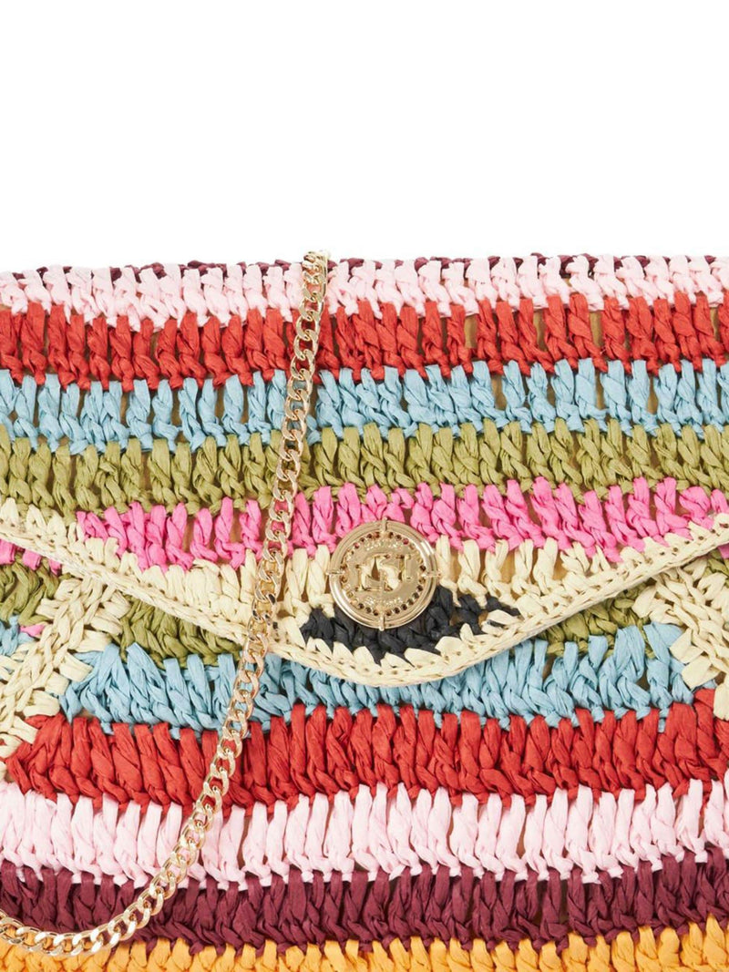 Dune London red essentials clutch bag, raffia construction - British product