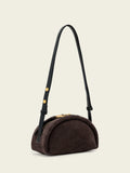 AllSaints Rosalie suede cross-body bag brown, imported from the UK
