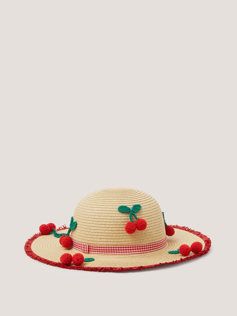 Monsoon crochet cherry straw hat and bag set, UK version