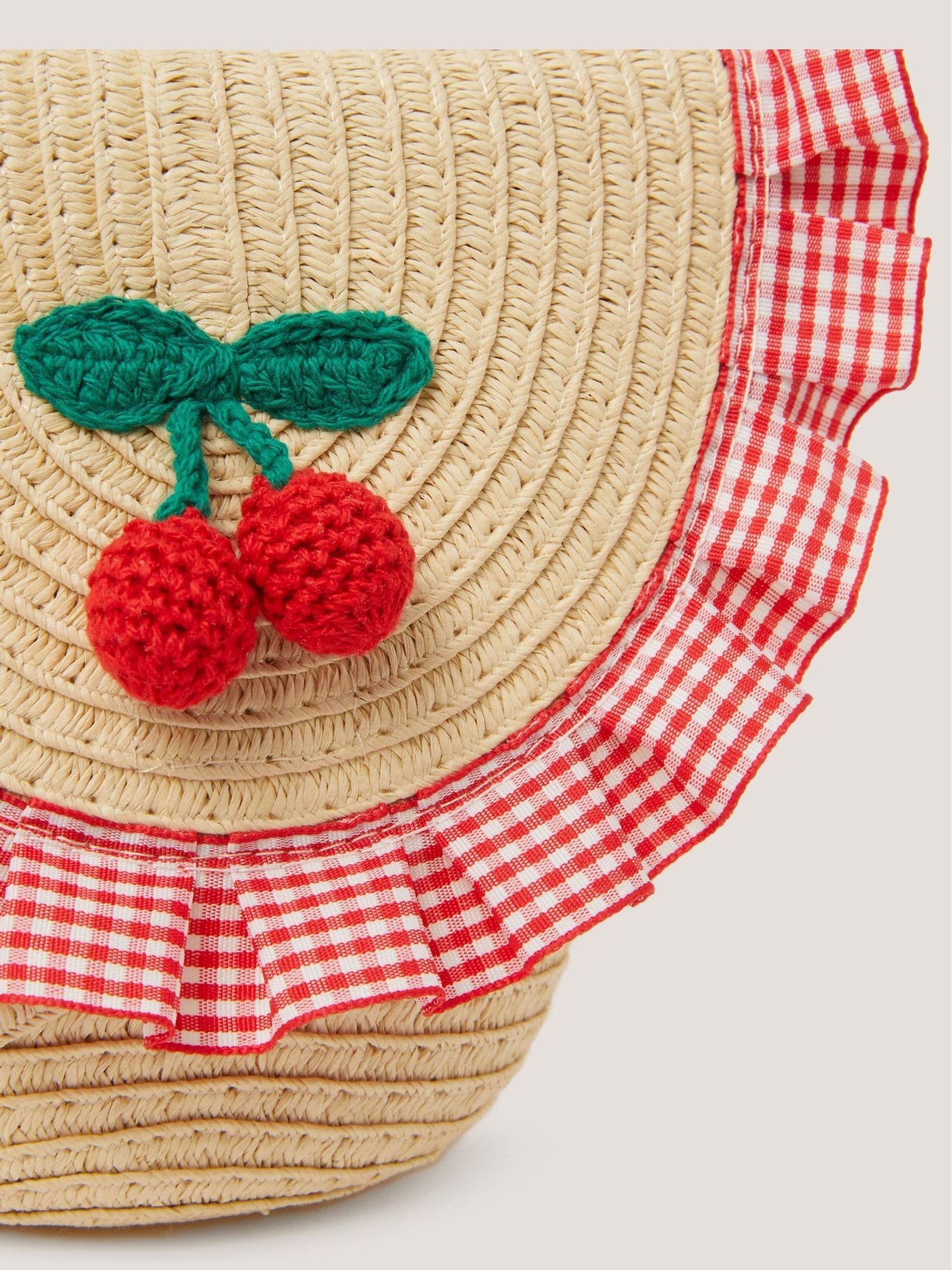 Monsoon crochet cherry straw hat and bag set, UK version