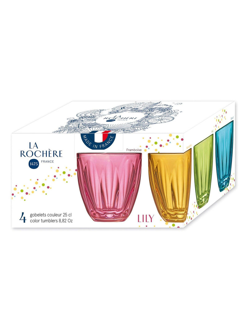 La Rochère set of 4 mixed colour Lily tumblers 25cl (British brand)