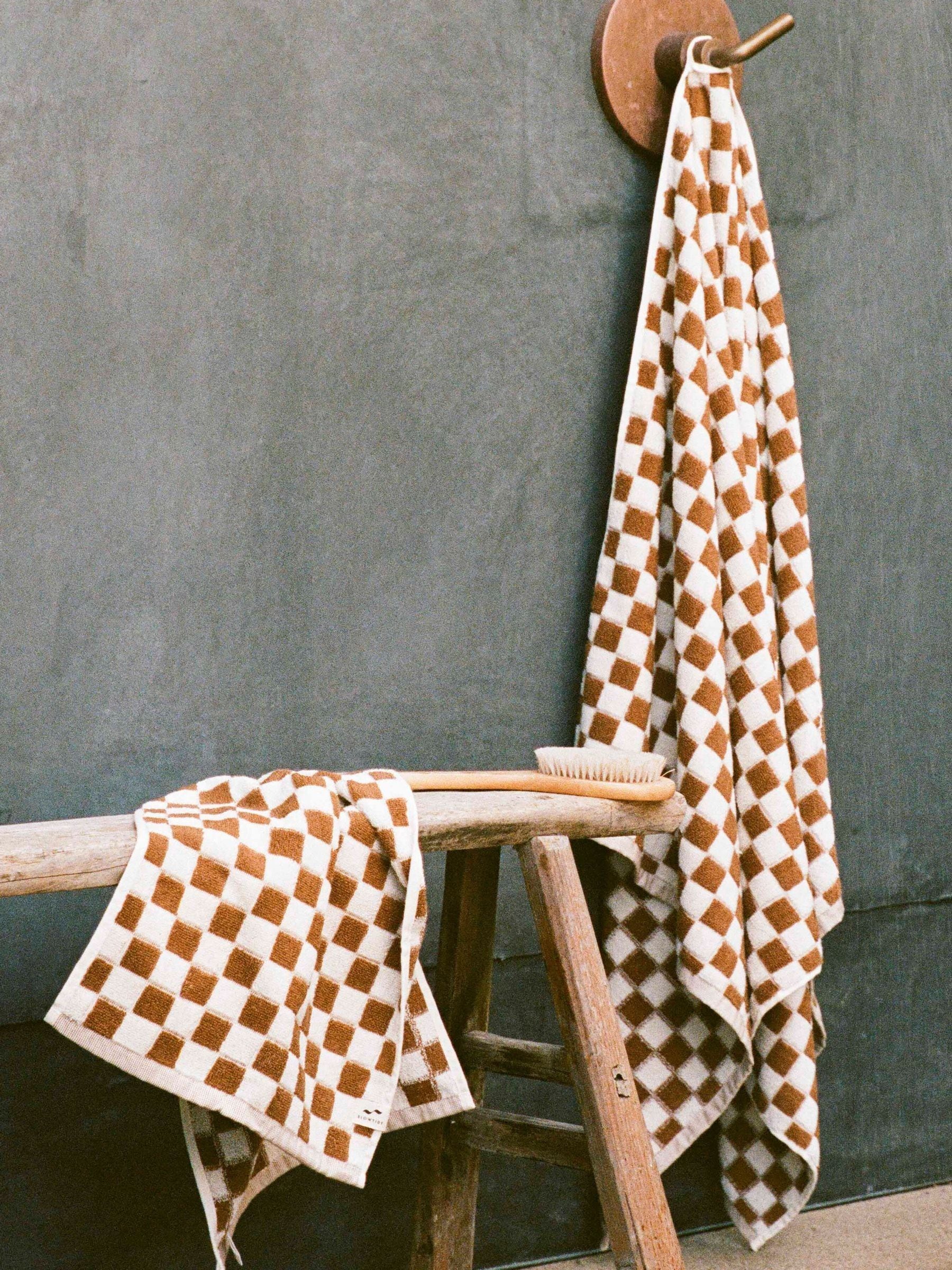 SlowTide Brush Mate printed patterned bath towel, imported from the UK
