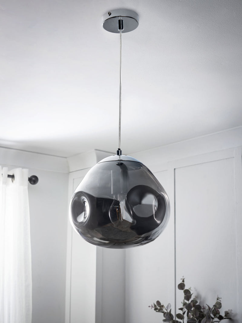BHS glass pendant ceiling light smoke shade 100cm (British brand)