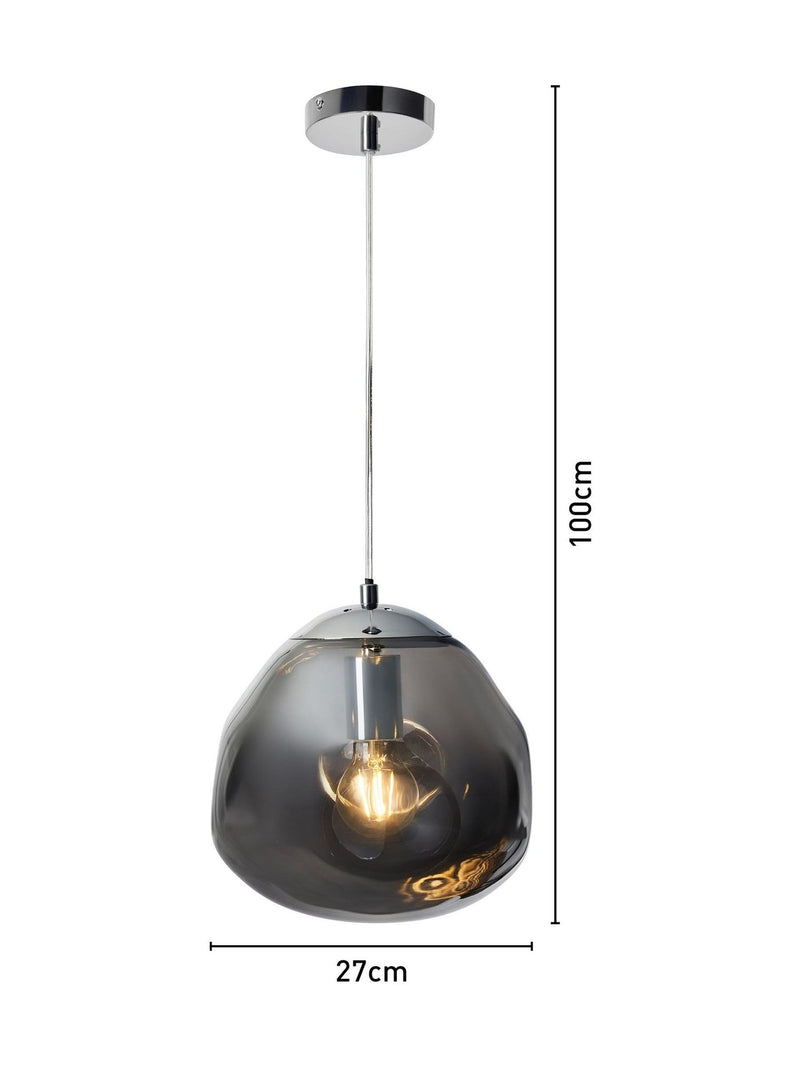 BHS glass pendant ceiling light smoke shade 100cm (British brand)
