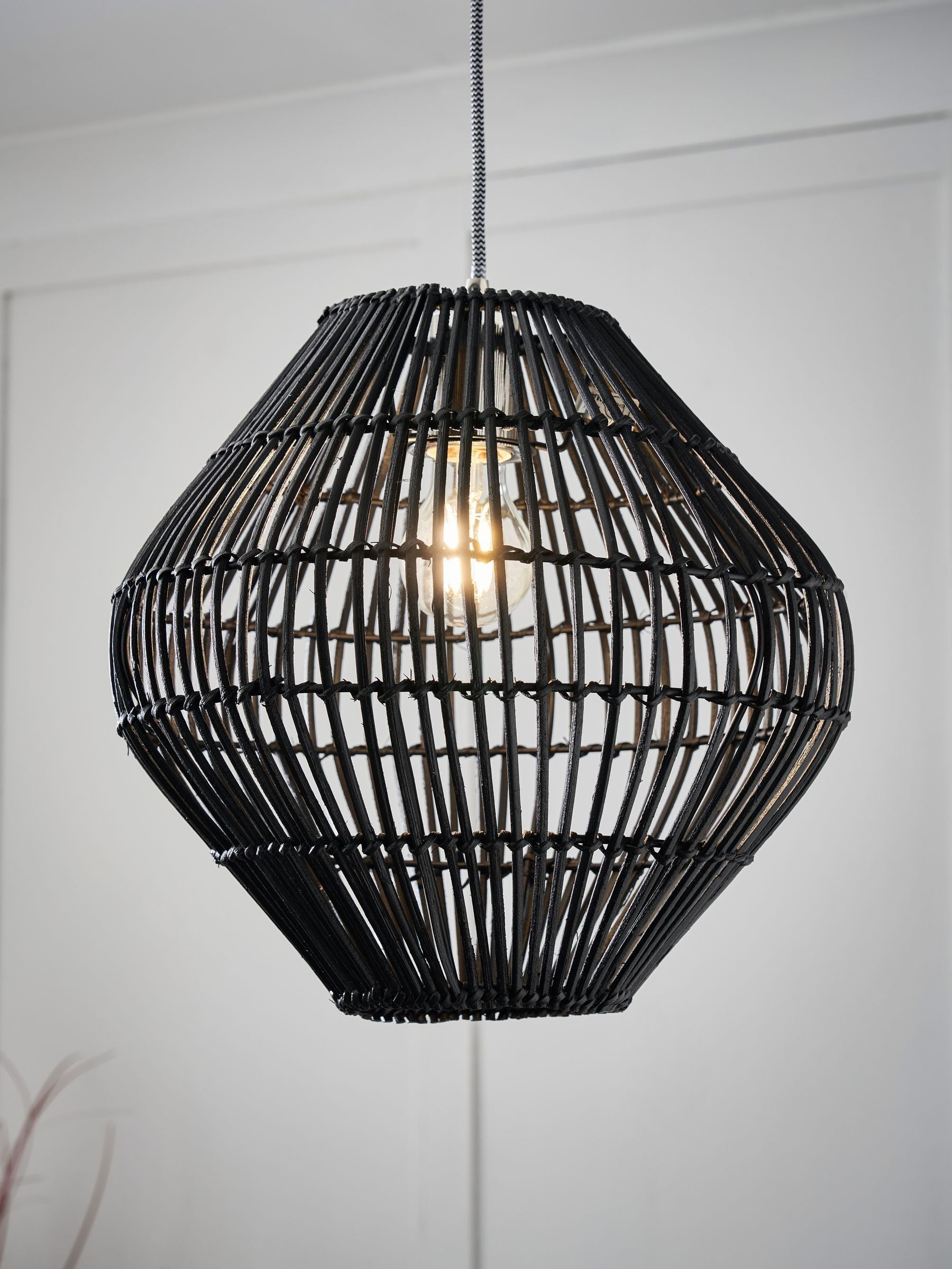 BHS black bamboo bobbin shade ceiling light - British product