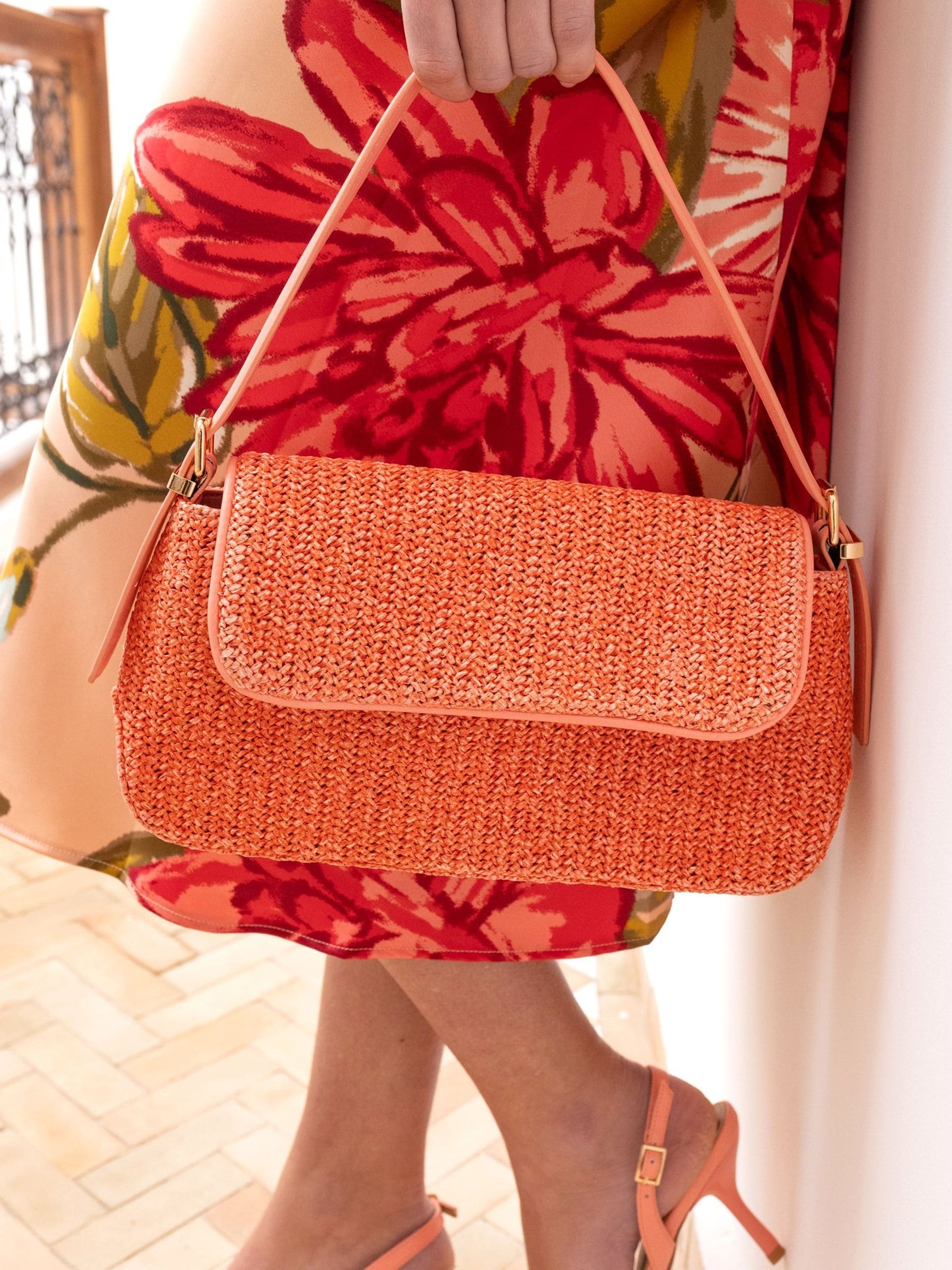 Novo Yellow Raffia Andorra Shoulder Bag