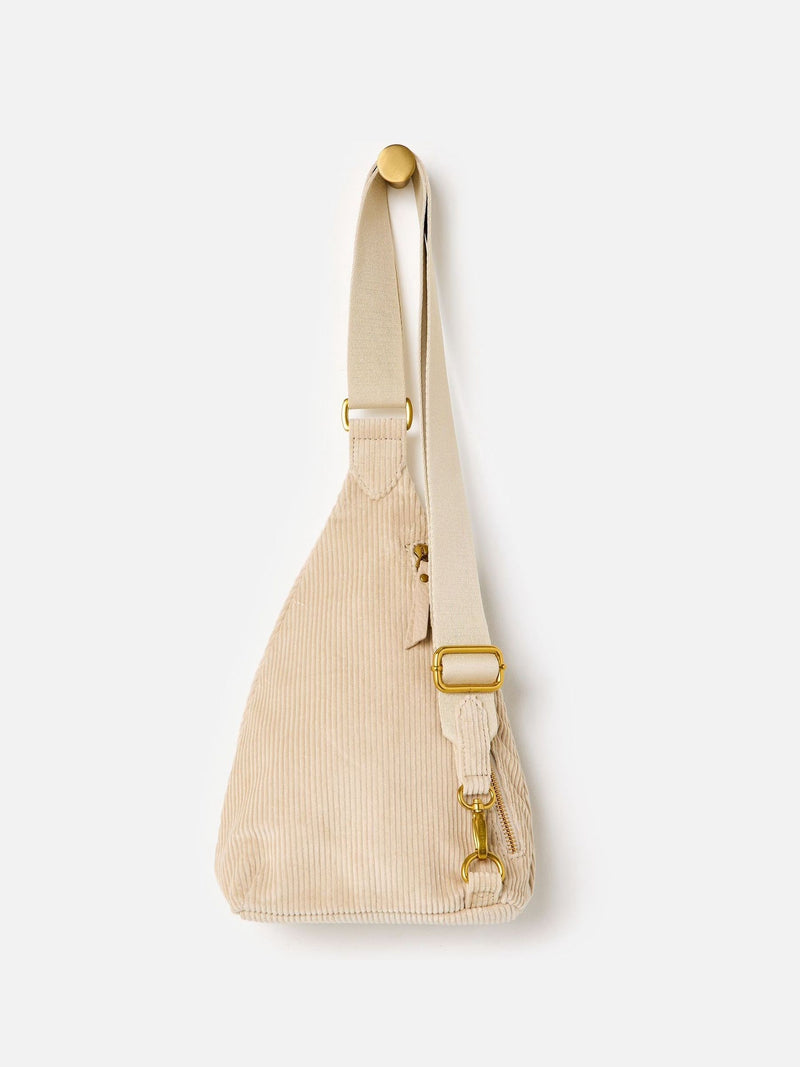 Oliver Bonas cream ecru corduroy belt bag, imported from the UK