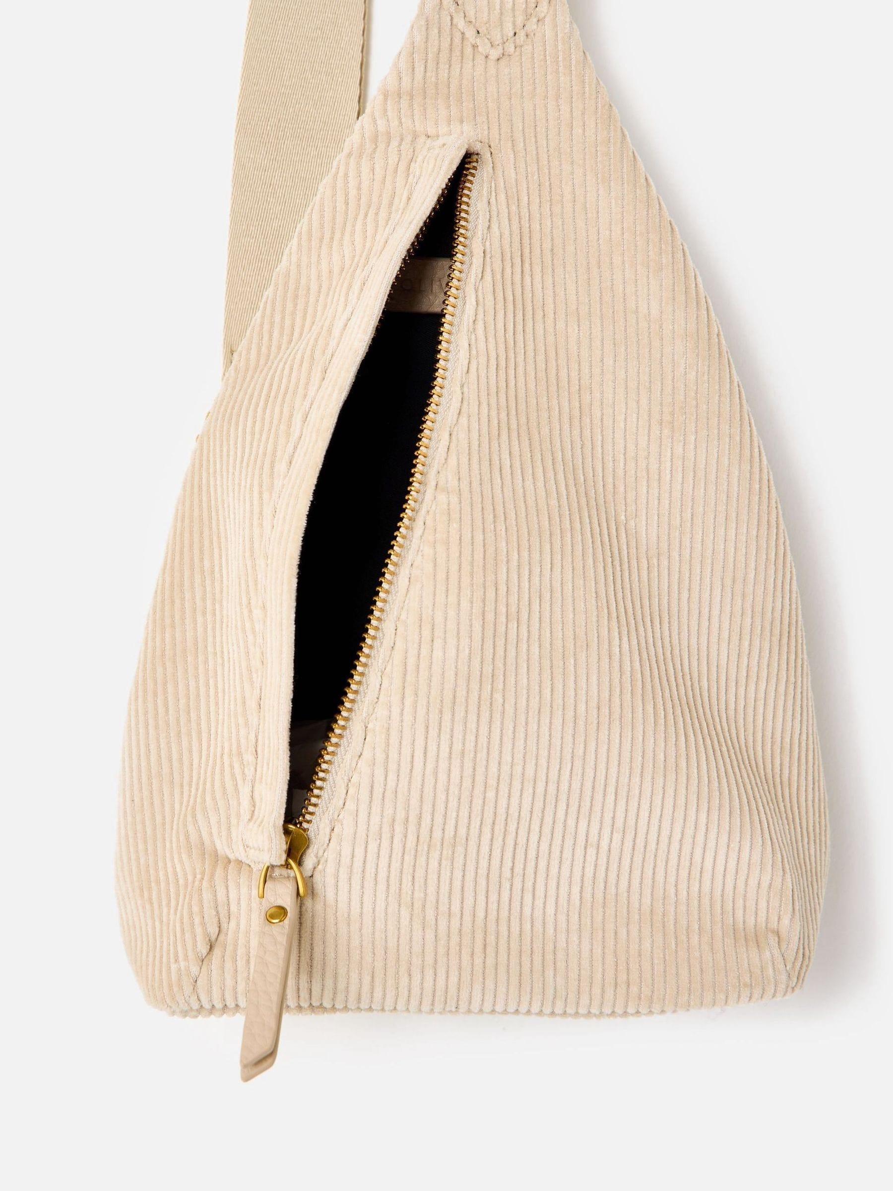 Oliver Bonas cream ecru corduroy belt bag, imported from the UK