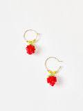 Oliver Bonas strawberry charm hoop earrings gold tone (British brand)