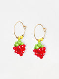 Oliver Bonas strawberry charm hoop earrings gold tone (British brand)