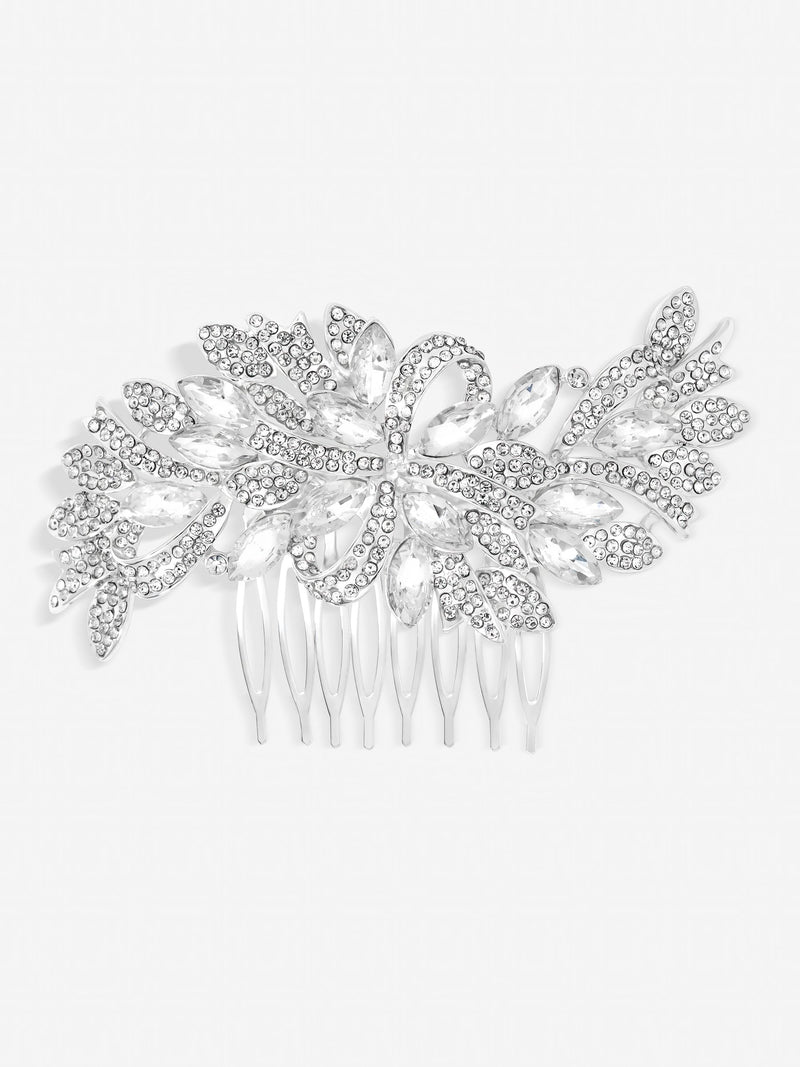 Jon Richard silver crystal navette comb, UK version