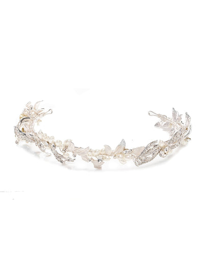 Next Jon Richard Silver Plated Delilah Pave Feather and Pearl Tiara- Buy online at McGrocer