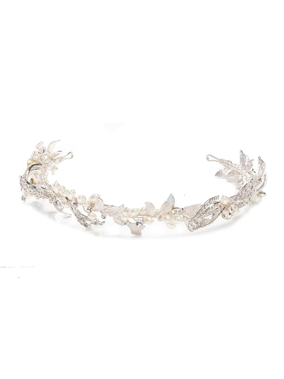 Jon Richard silver plated feather and pearl tiara (British brand)