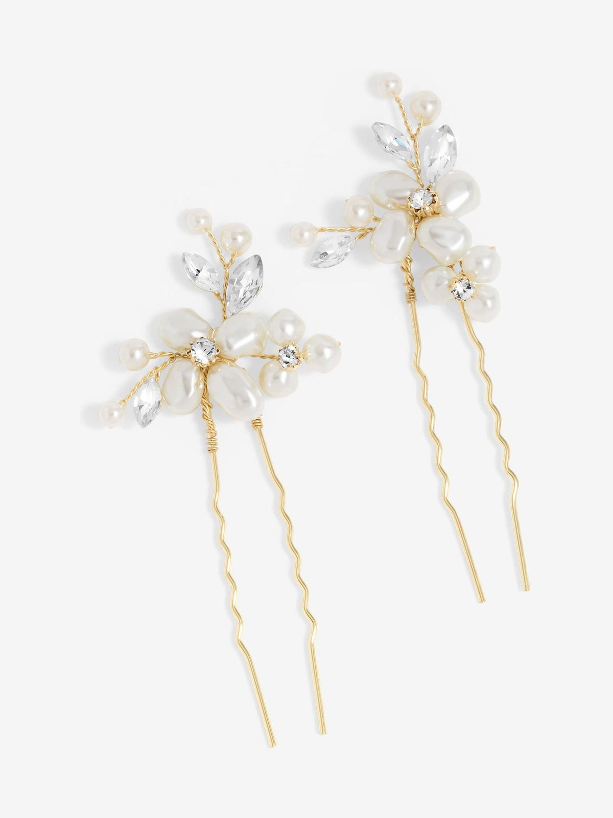 Jon Richard gold mother of pearl floral hair pins 40mm, UK version