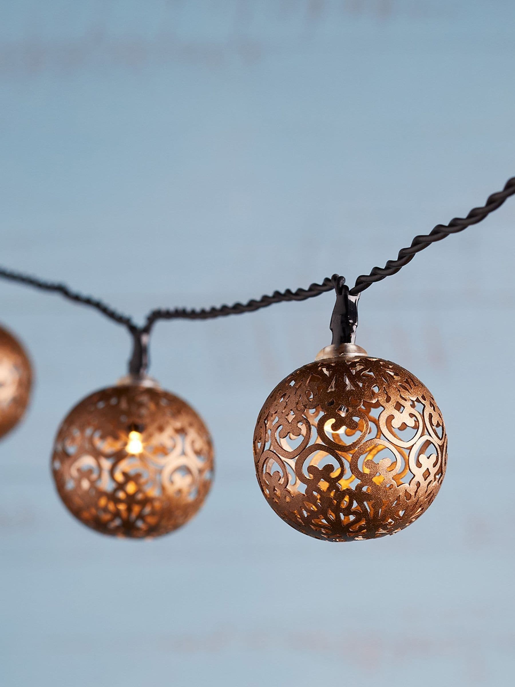 Lights4fun bronze Moroccan ball lights 16 LEDs (British brand)