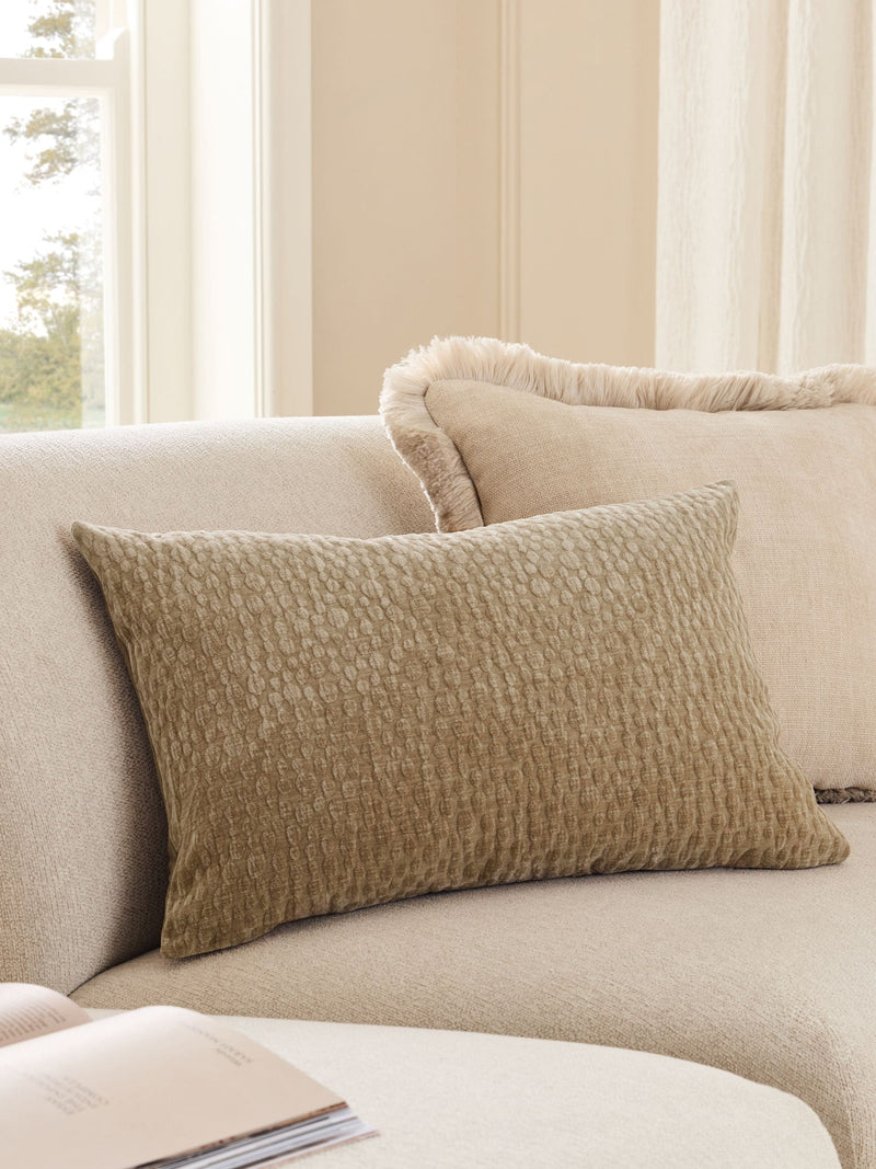 Natural 40 x 59cm Chenille Pebble Cushion