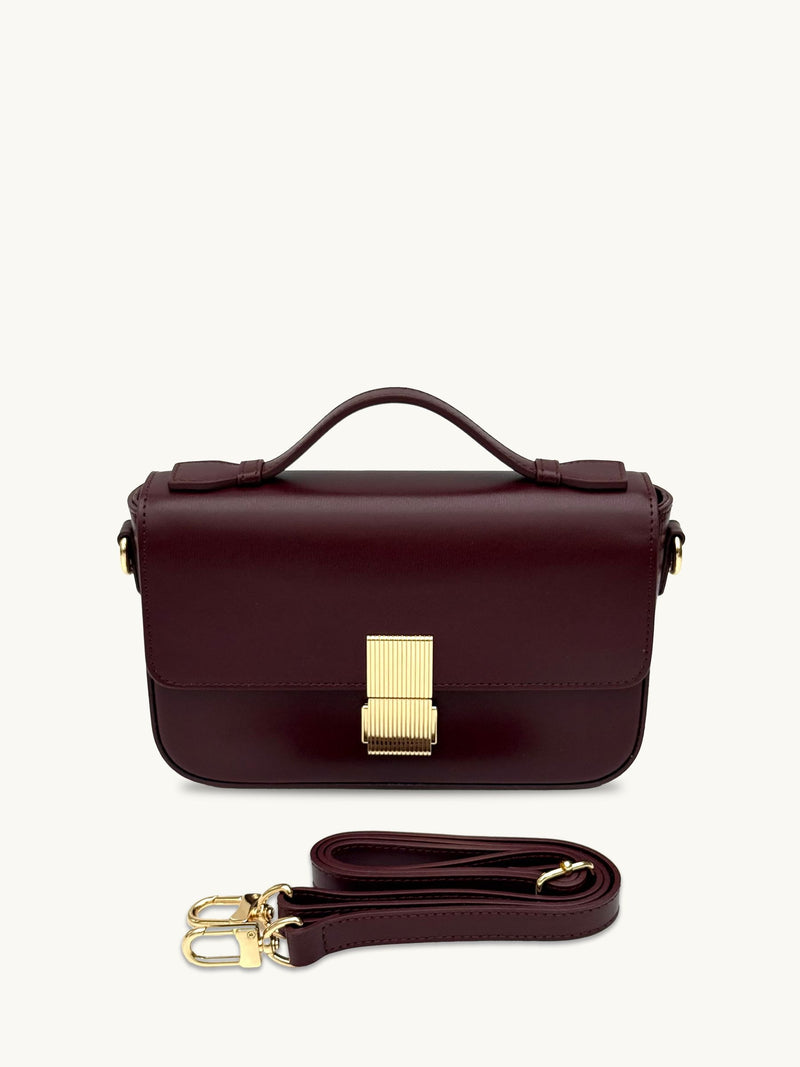 Apatchy Burgundy Flora Leather Bag - British product