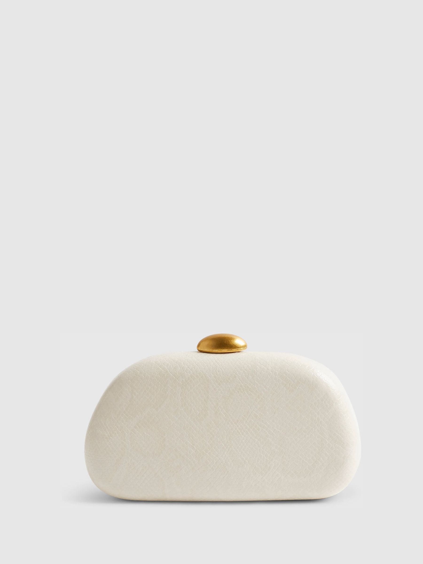 River Island cream snake print clutch bag, imported from the UK