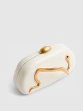River Island cream snake print clutch bag, imported from the UK